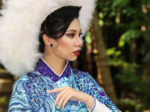 Hoa hậu Mai Hương hóa “Nữ Hoàng” với trang phục Áo dài Việt Nam