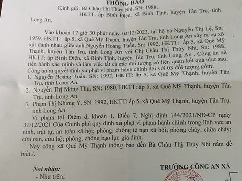 Long An-Người phụ nữ tố bị nhóm người hành hung, có cán bộ ở Cục Quản lý thị trường tỉnh