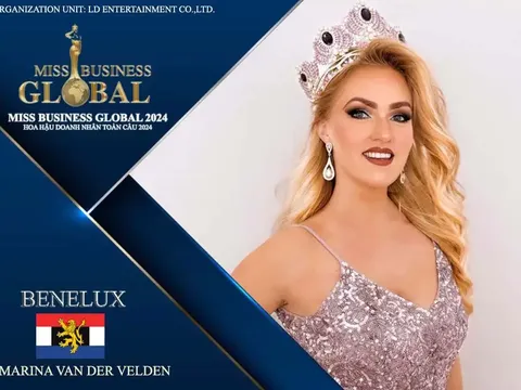 Nữ doanh nhân Marina van der Velden đến từ Brunssum, người đoạt giải Hoa hậu Doanh nghiệp Toàn cầu Benelux 2024