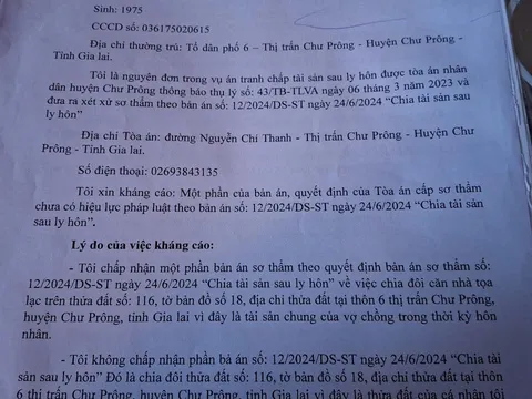 Gia Lai: Cần sớm giải quyết tranh chấp tài sản vợ chồng tiền hôn nhân