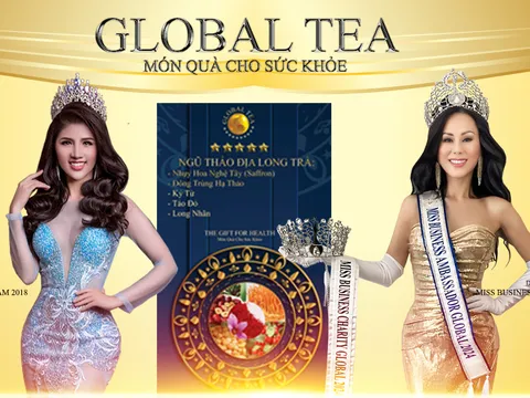 Hoa Hậu Đại Sứ Doanh Nhân Toàn Cầu 2024 được bổ nhiệm làm Đại sứ thương hiệu Ngũ Thảo Địa Long Trà của Global Tea.