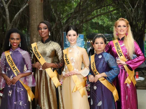 Các thí sinh Miss Business Global 2024 duyên dáng qua tà Áo dài của Nhà thiết kế Đoan Trang