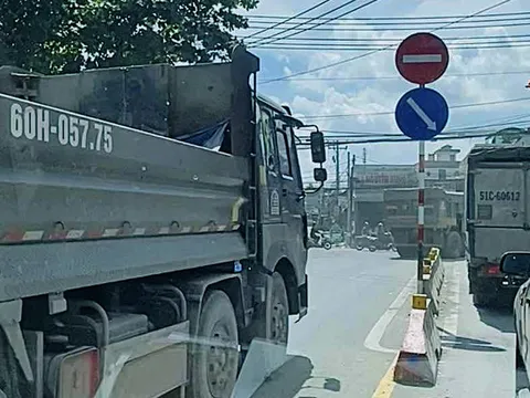 Đồng Nai: Đoàn xe ben chạy ngược chiều, vượt đèn đỏ