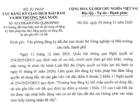 Nghị quyết số 254/2025/QH15: Đăng ký thế chấp, xóa thế chấp không cần cập nhật trên Giấy chứng nhận QSD đất