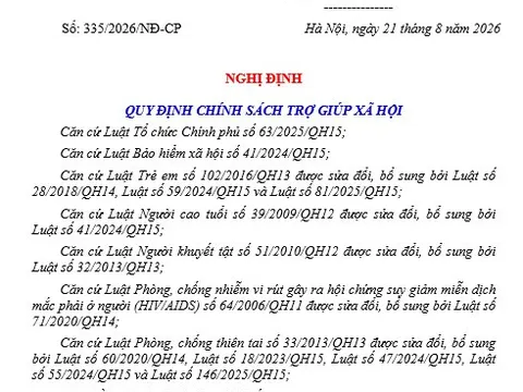 Nghị định 335/2026/NĐ-CP: Về chính sách trợ giúp xã hội